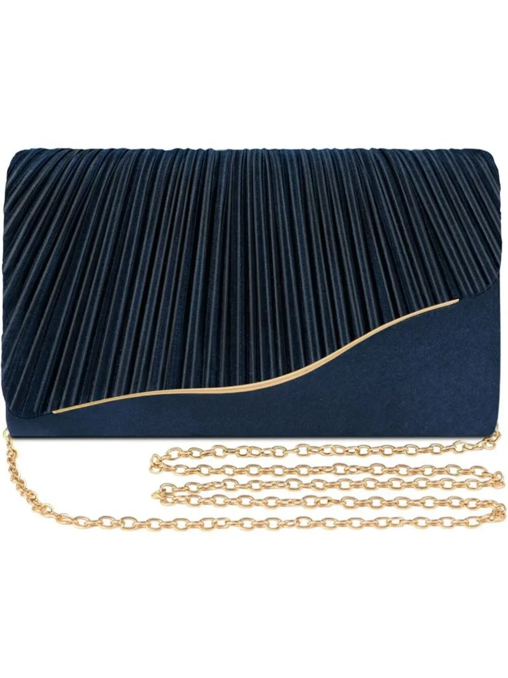 👜 Women's Navy Elegant Satin Formal Purses Evening Cocktail Prom Clutch